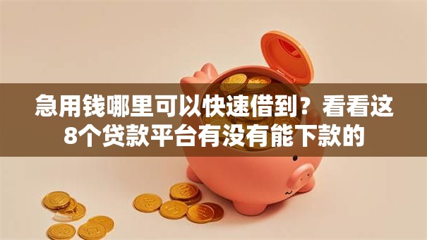 急用钱哪里可以快速借到?看看这8个贷款平台有没有能下款的 急用钱哪里可以快速借到?看看这8个贷款平台有没有能下款的