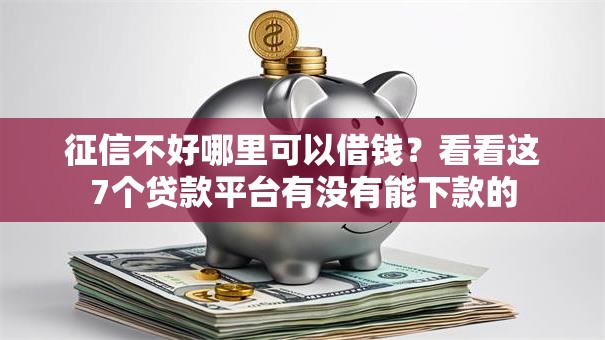 征信不好哪里可以借钱？看看这7个贷款平台有没有能下款的