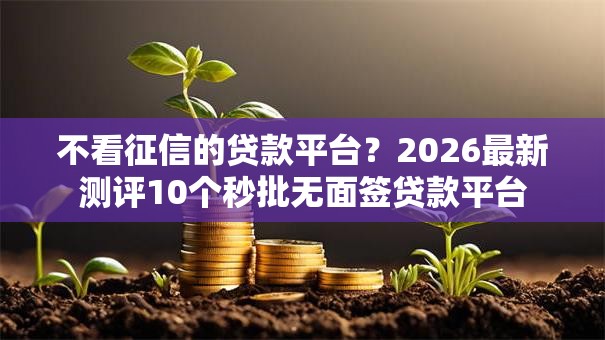 不看征信的贷款平台?2026最新测评10个秒批无面签贷款平台 不看征信的贷款平台?2026最新测评10个秒批无面签贷款平台
