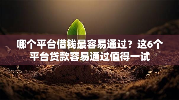 哪个平台借钱最容易通过？这6个平台贷款容易通过值得一试