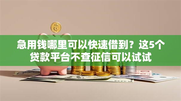 急用钱哪里可以快速借到？这5个贷款平台不查征信可以试试