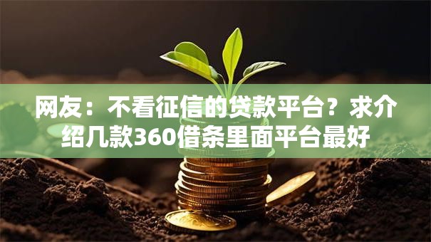 网友：不看征信的贷款平台？求介绍几款360借条里面平台最好