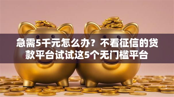 急需5千元怎么办？不看征信的贷款平台试试这5个无门槛平台