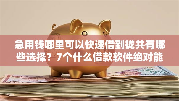 急用钱哪里可以快速借到拢共有哪些选择？7个什么借款软件绝对能借到钱详解