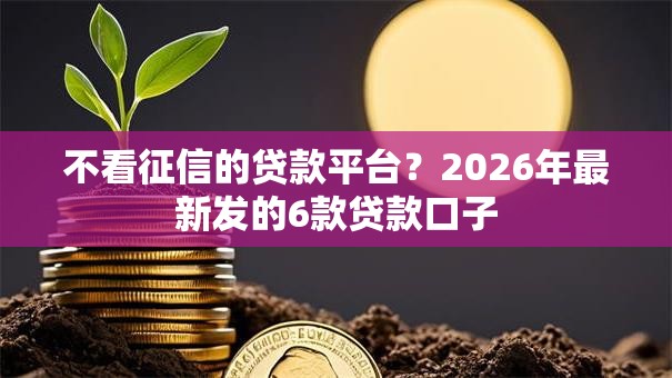 不看征信的贷款平台？2026年最新发的6款贷款口子