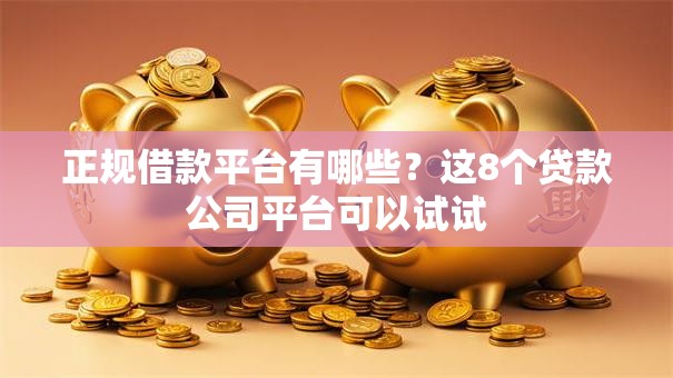 正规借款平台有哪些？这8个贷款公司平台可以试试