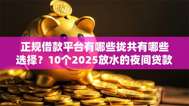 正规借款平台有哪些拢共有哪些选择？10个2025放水的夜间贷款口子详解