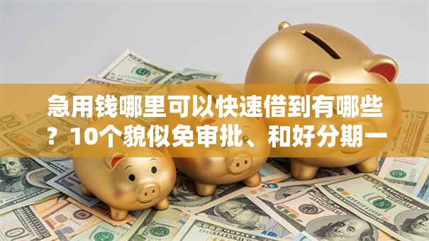 急用钱哪里可以快速借到有哪些？10个貌似免审批、和好分期一样容易过的平台合集