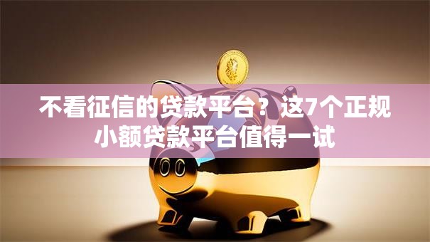 不看征信的贷款平台？这7个正规小额贷款平台值得一试