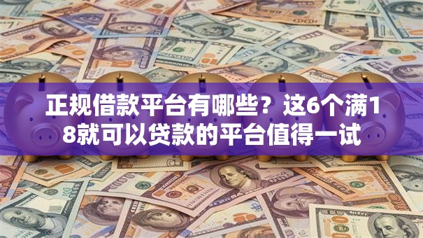 正规借款平台有哪些？这6个满18就可以贷款的平台值得一试