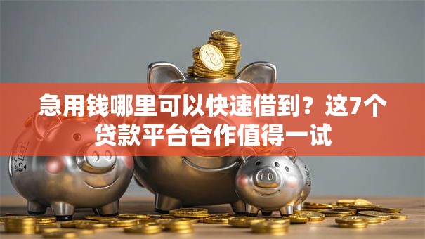 急用钱哪里可以快速借到？这7个贷款平台合作值得一试