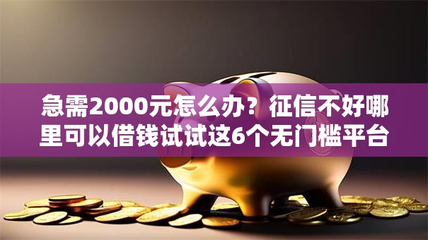 急需2000元怎么办？征信不好哪里可以借钱试试这6个无门槛平台