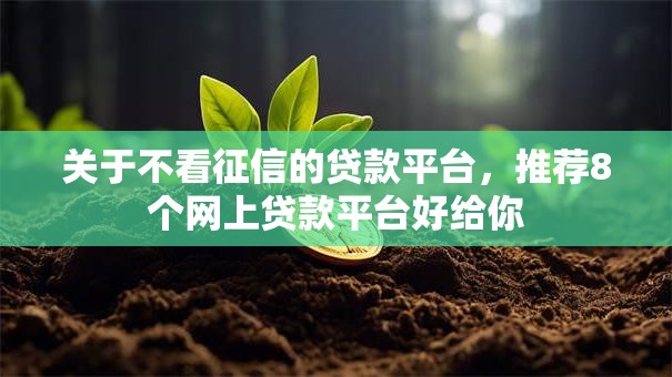 关于不看征信的贷款平台，推荐8个网上贷款平台好给你