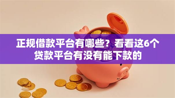 正规借款平台有哪些？看看这6个贷款平台有没有能下款的
