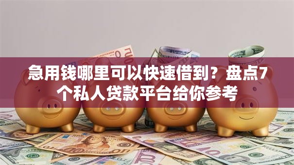 急用钱哪里可以快速借到？盘点7个私人贷款平台给你参考