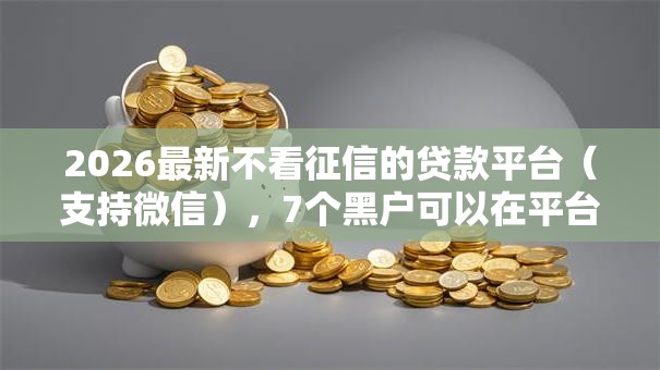 2026最新不看征信的贷款平台（支持微信），7个黑户可以在平台上借到钱无私分享