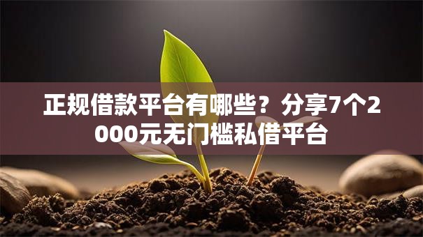 正规借款平台有哪些？分享7个2000元无门槛私借平台