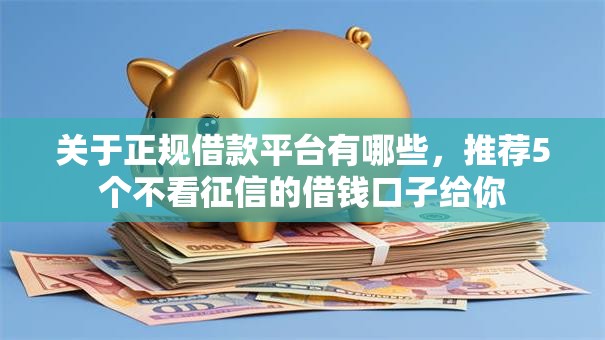 关于正规借款平台有哪些，推荐5个不看征信的借钱口子给你