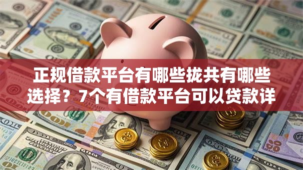 正规借款平台有哪些拢共有哪些选择?7个有借款平台可以贷款详解 正规借款平台有哪些拢共有哪些选择?7个有借款平台可以贷款详解