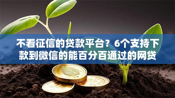 不看征信的贷款平台？6个支持下款到微信的能百分百通过的网贷平台