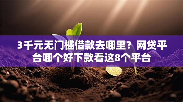 3千元无门槛借款去哪里？网贷平台哪个好下款看这8个平台