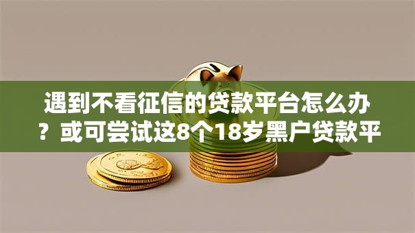 遇到不看征信的贷款平台怎么办？或可尝试这8个18岁黑户贷款平台