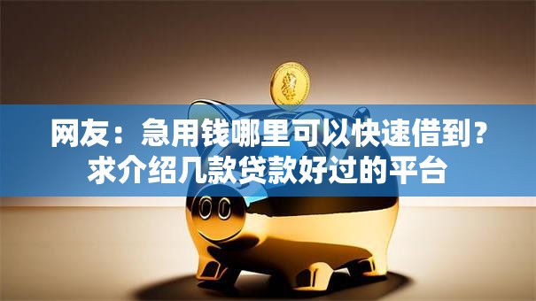 网友：急用钱哪里可以快速借到？求介绍几款贷款好过的平台