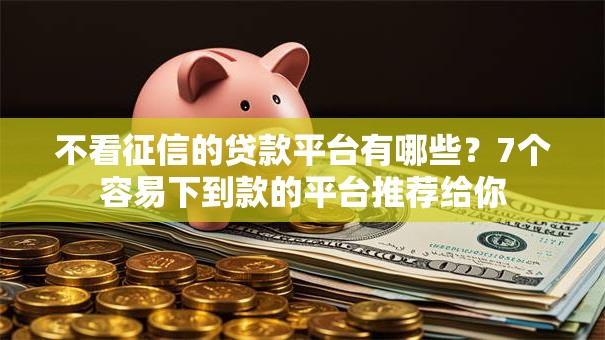不看征信的贷款平台有哪些？7个容易下到款的平台推荐给你