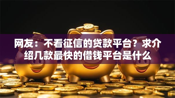 网友:不看征信的贷款平台?求介绍几款最快的借钱平台是什么 网友:不看征信的贷款平台?求介绍几款最快的借钱平台是什么