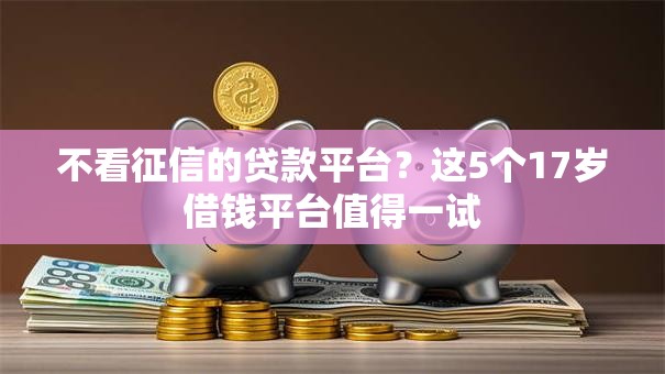 不看征信的贷款平台？这5个17岁借钱平台值得一试