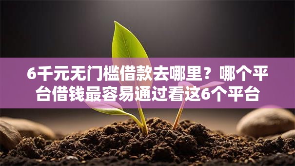 6千元无门槛借款去哪里？哪个平台借钱最容易通过看这6个平台