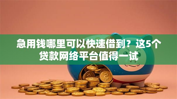急用钱哪里可以快速借到？这5个贷款网络平台值得一试