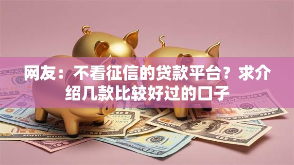 网友：不看征信的贷款平台？求介绍几款比较好过的口子