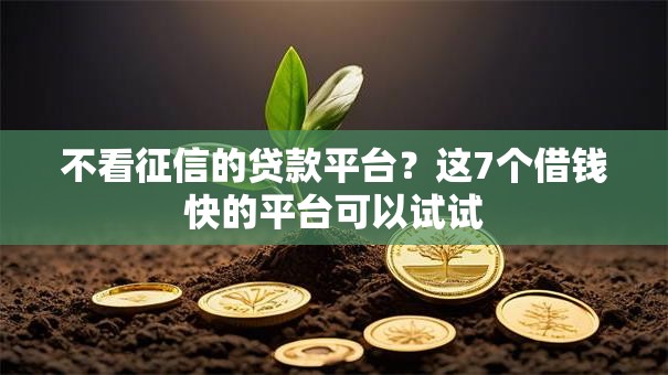 不看征信的贷款平台?这7个借钱快的平台可以试试 不看征信的贷款平台?这7个借钱快的平台可以试试