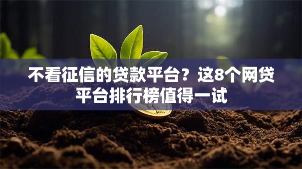 不看征信的贷款平台？这8个网贷平台排行榜值得一试