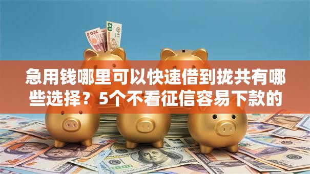 急用钱哪里可以快速借到拢共有哪些选择？5个不看征信容易下款的口子详解
