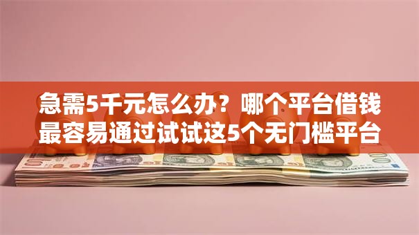 急需5千元怎么办？哪个平台借钱最容易通过试试这5个无门槛平台