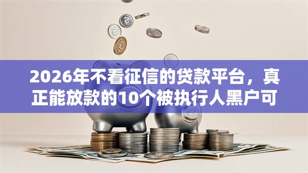 2026年不看征信的贷款平台，真正能放款的10个被执行人黑户可以申请网贷的平台推荐