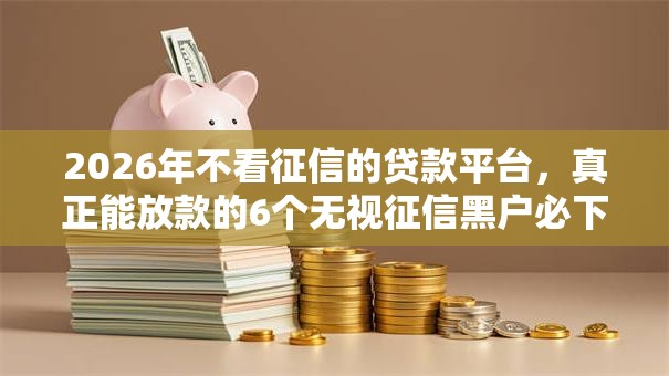 2026年不看征信的贷款平台，真正能放款的6个无视征信黑户必下的贷款口子推荐