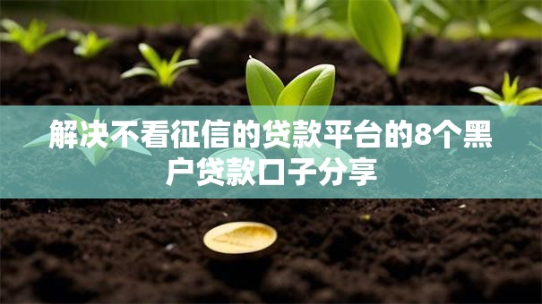 解决不看征信的贷款平台的8个黑户贷款口子分享