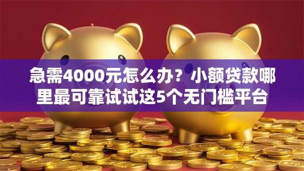 急需4000元怎么办？小额贷款哪里最可靠试试这5个无门槛平台