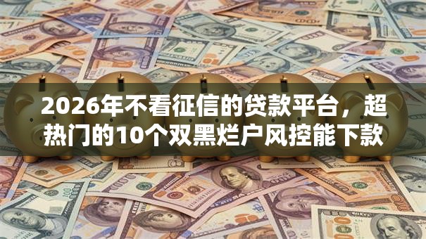 2026年不看征信的贷款平台，超热门的10个双黑烂户风控能下款5000口子推荐