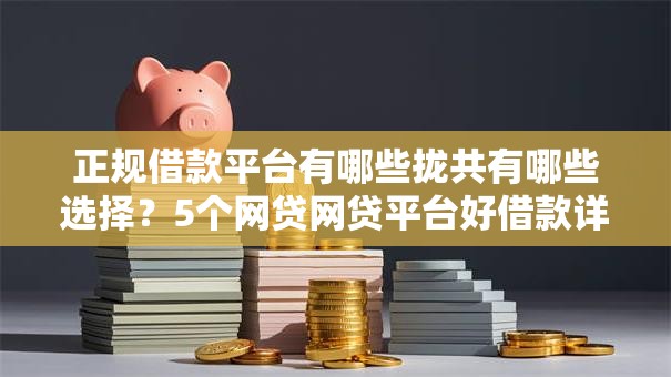 正规借款平台有哪些拢共有哪些选择？5个网贷网贷平台好借款详解