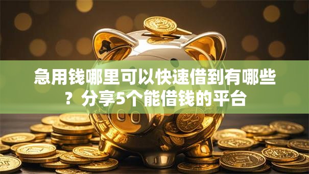 急用钱哪里可以快速借到有哪些？分享5个能借钱的平台