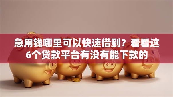 急用钱哪里可以快速借到？看看这6个贷款平台有没有能下款的
