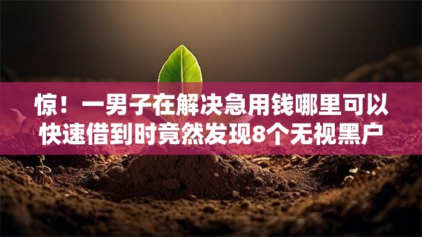 惊!一男子在解决急用钱哪里可以快速借到时竟然发现8个无视黑户花户必下款口子,事后分享了出来 惊!一男子在解决急用钱哪里可以快速借到时竟然发现8个无视黑户花户必下款口子,事后分享了出来