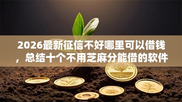 2026最新征信不好哪里可以借钱，总结十个不用芝麻分能借的软件！