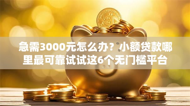 急需3000元怎么办？小额贷款哪里最可靠试试这6个无门槛平台