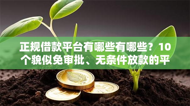 正规借款平台有哪些有哪些？10个貌似免审批、无条件放款的平台5w合集
