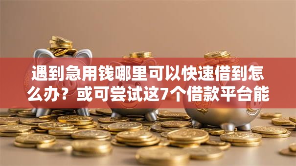 遇到急用钱哪里可以快速借到怎么办?或可尝试这7个借款平台能借钱 遇到急用钱哪里可以快速借到怎么办?或可尝试这7个借款平台能借钱